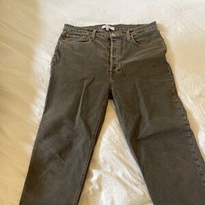 Re/done ultra high rise stove pipe jean